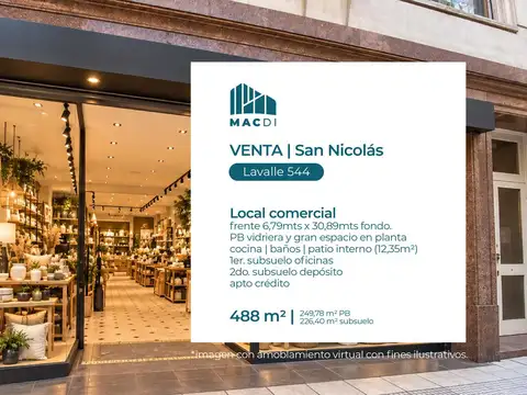Excelente local comercial en venta en lavalle y florida.