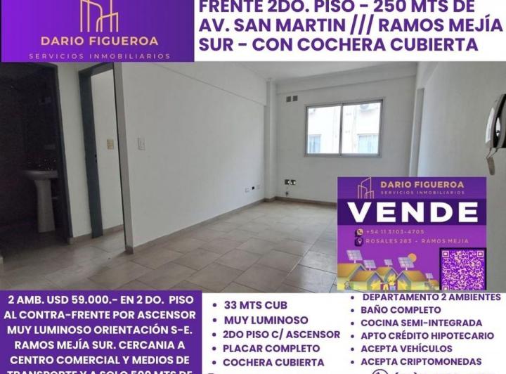 Departamento · 32m² · 2 Ambientes · 1 Cochera
