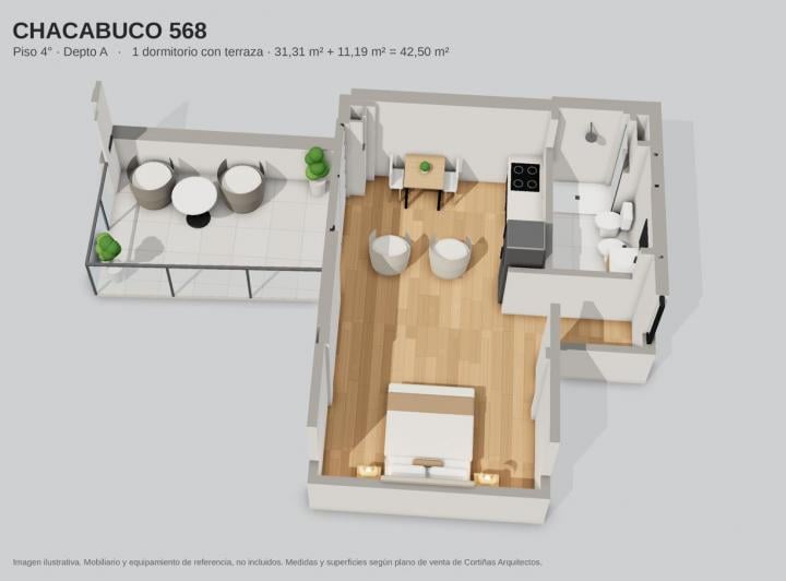 Departamento · 31m² · 1 Ambiente