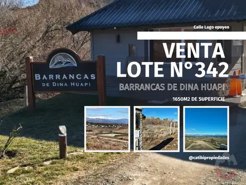 Lote 1.650 m² con vista al cerro leones | financiación y permutas / barrancas de dina huapi