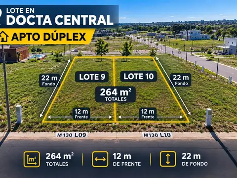 Venta lotes contiguos en docta central