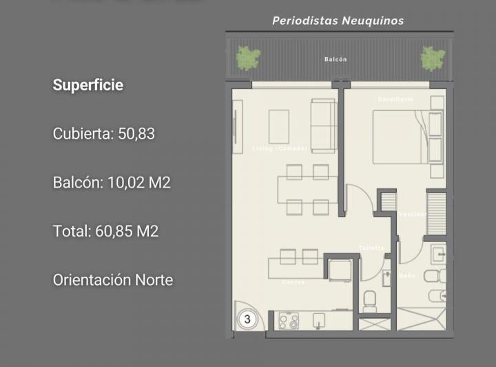 Departamento · 50m² · 2 Ambientes
