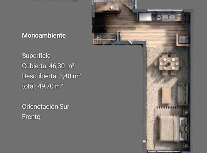 Departamento · 46m² · 1 Ambiente