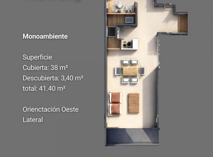 Departamento · 38m² · 1 Ambiente