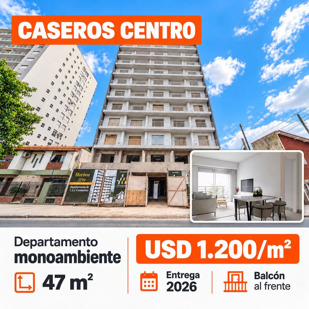 VENTA DPTO MONO 47M2 AL FRENTE BALCÓN-CASEROS!