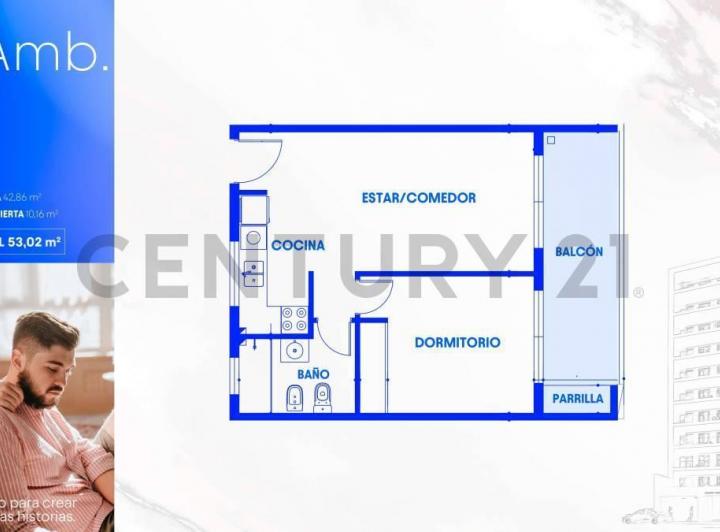 Departamento · 53m² · 2 Ambientes