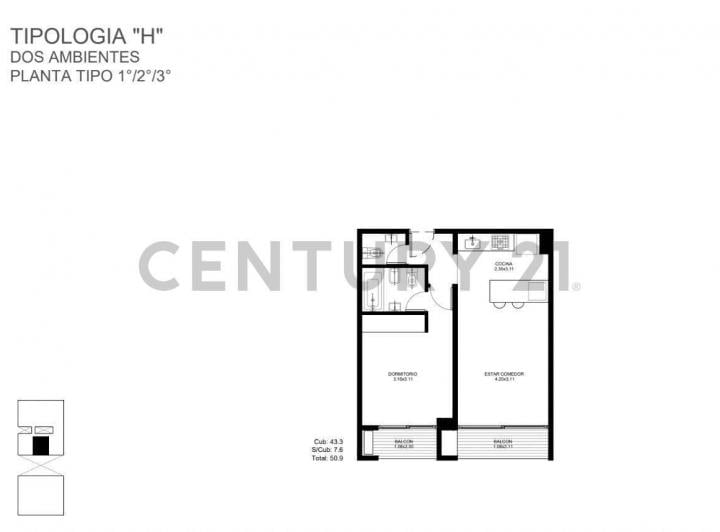 Departamento · 58m² · 2 Ambientes