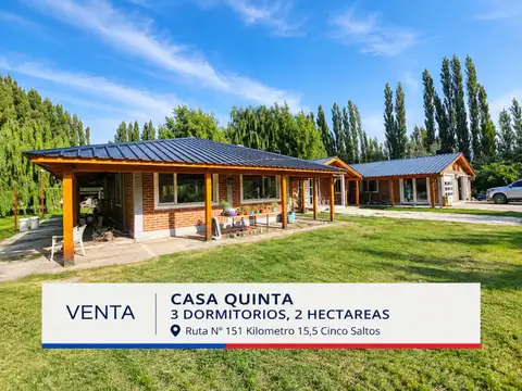 Casa quinta 3 dorm. 2 hectareas - cinco saltos rn