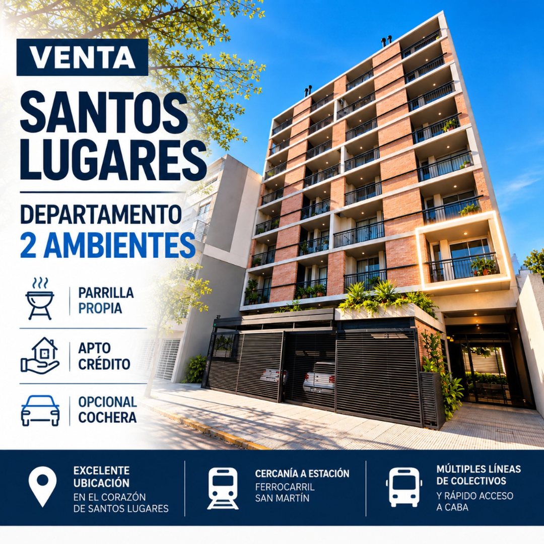 VENTA DEPARTAMENTO 2 AMBIENTES SANTOS LUGARES