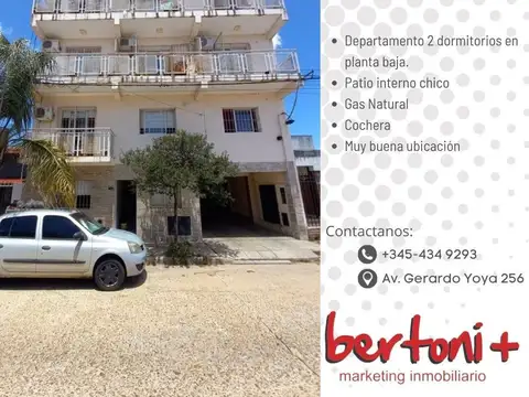 Departamento planta baja, dos dormitorios, semi centro