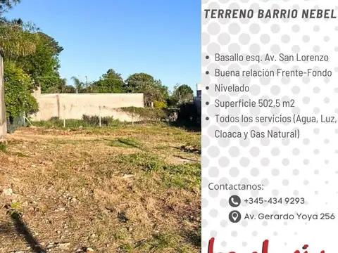 Terreno en barrio nebel. oportunidad. todos los servicios