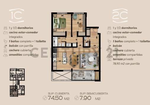 Departamento · 75m² · 3 Ambientes · 1 Cochera