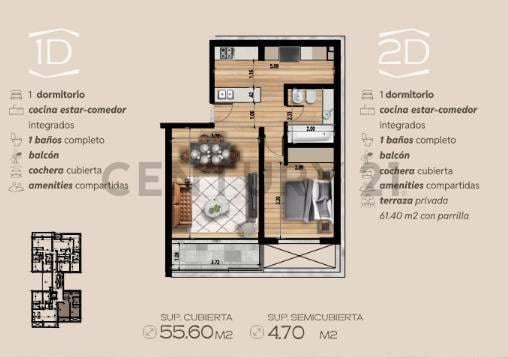 Departamento · 55m² · 2 Ambientes