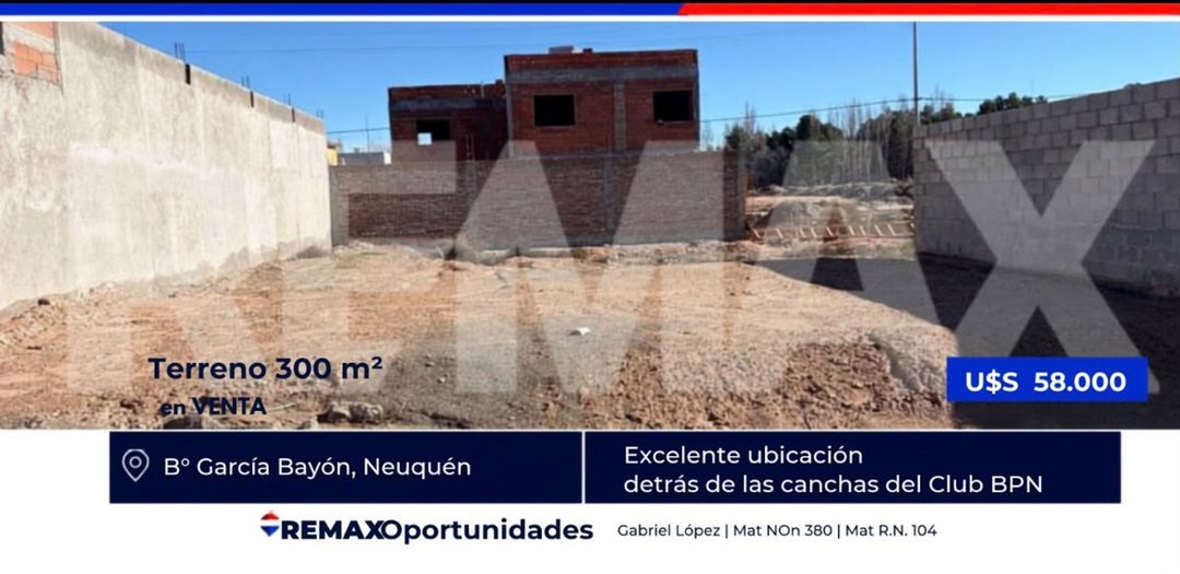 Terreno en VENTA Bº Garcia Bayon, Confluencia NQN