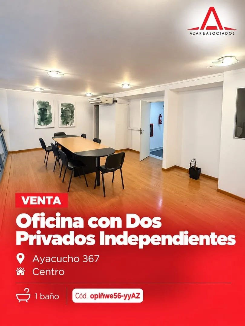 Oficina con dos privados en venta - Ayacucho 367, Centro