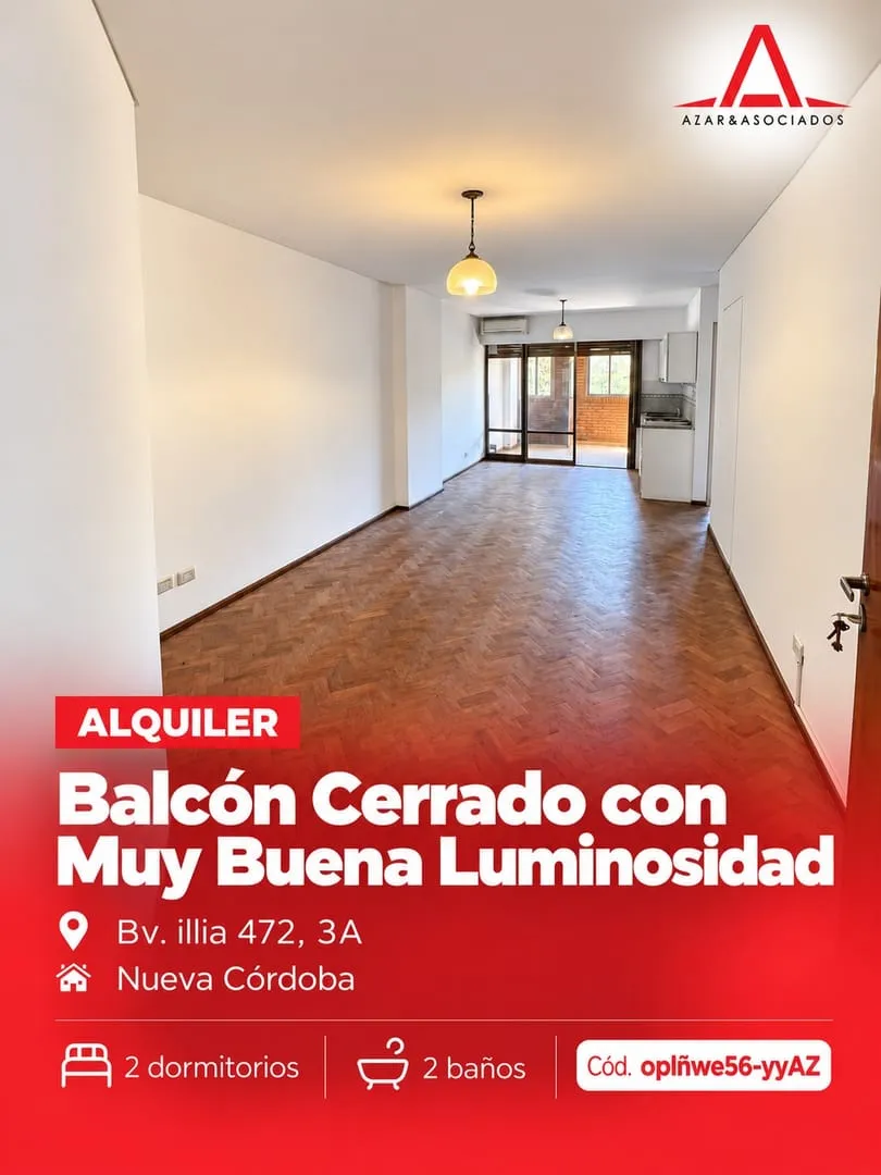 Departamento de 2 dormitorios en alquiler - Bv. Illia 472, 3A
