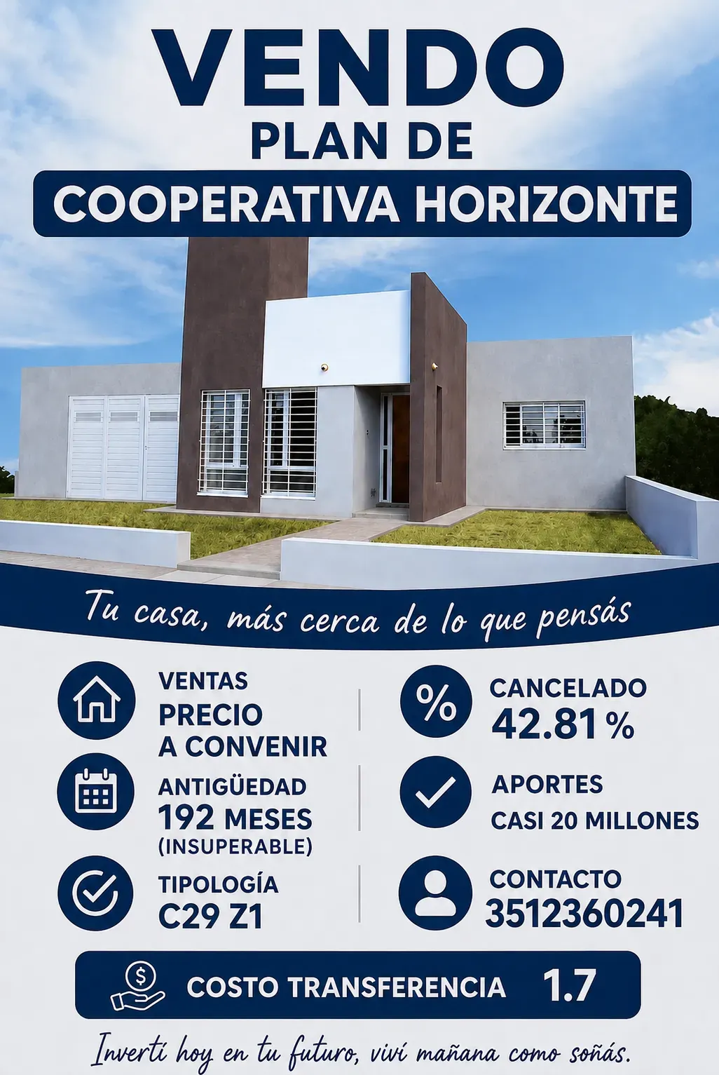 Venta de Plan Horizonte listo para Adjudicar