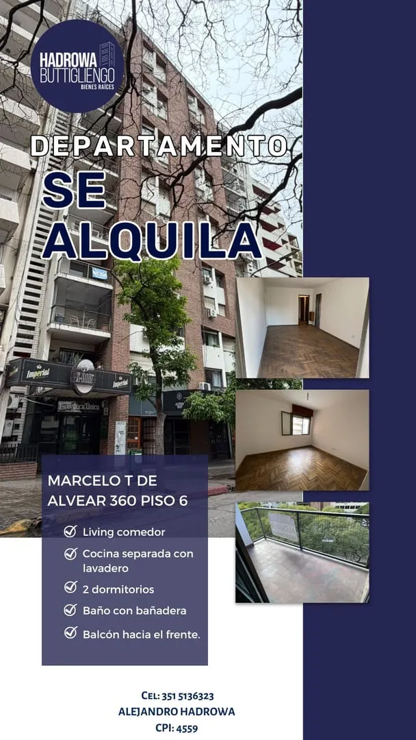 Departamento 2 dormitorios en alquiler, sobre Cañada con balcón.