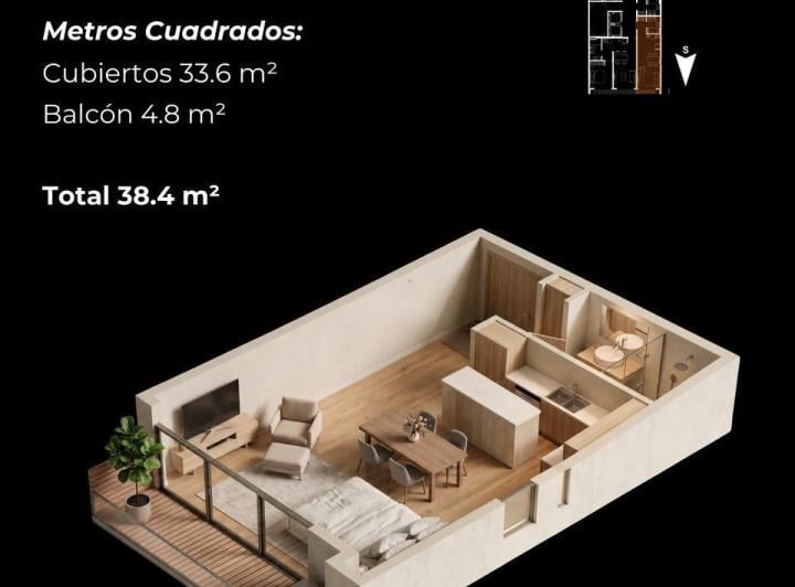 Departamento · 33m² · 1 Ambiente