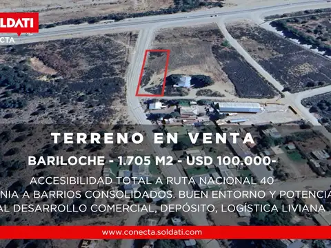 Venta terreno de 1.705 m² con salida directa a ruta 40 – bariloche
