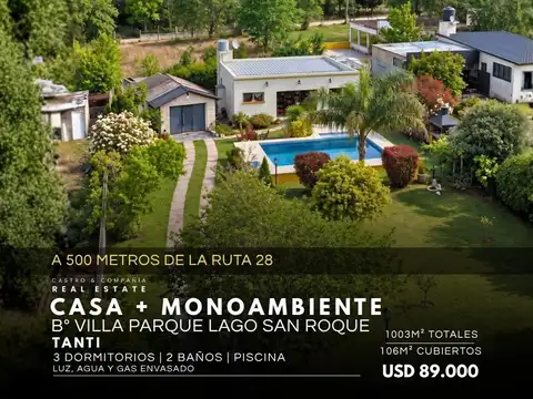 Casa con monoambiente independiente en venta barrio villa parque san miguel tanti
