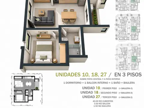 Preventa departamento 1 dormitorio balcón espza.