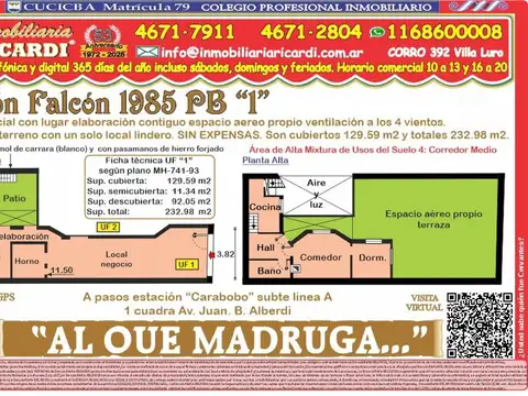 Apto gastronomia local + lugar atras ventilacion 4 vientos