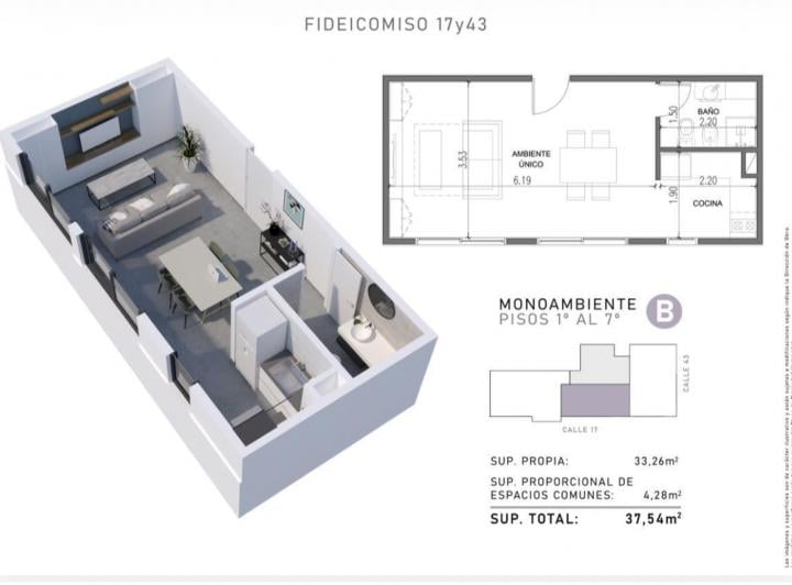 Departamento · 37m² · 1 Ambiente