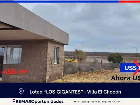 Lote 450m2 b° los gigantes - villa el chocon