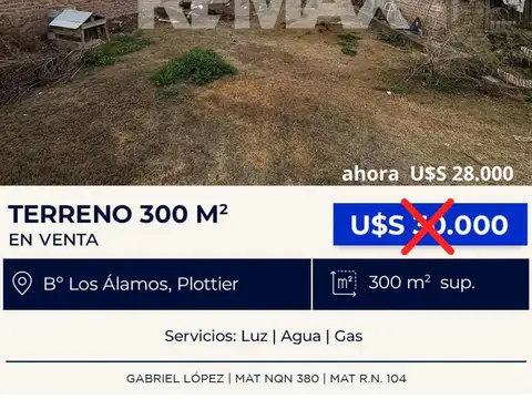 Venta terreno barrio los alamos, plottier