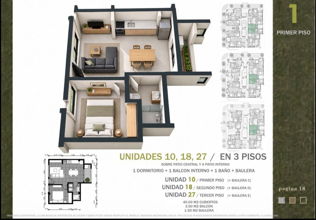 Preventa U27 Departamento 1 dormitorio Esperanza