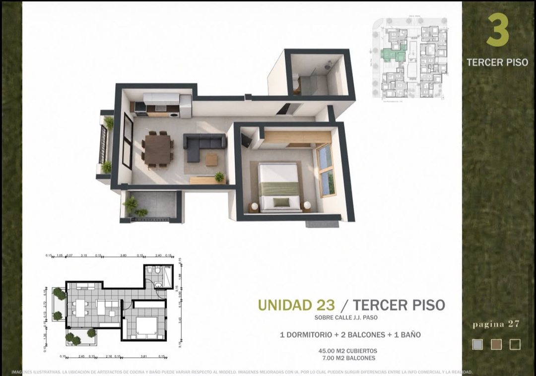 Preventa U23 Departamento 1 dormitorio Esperanza