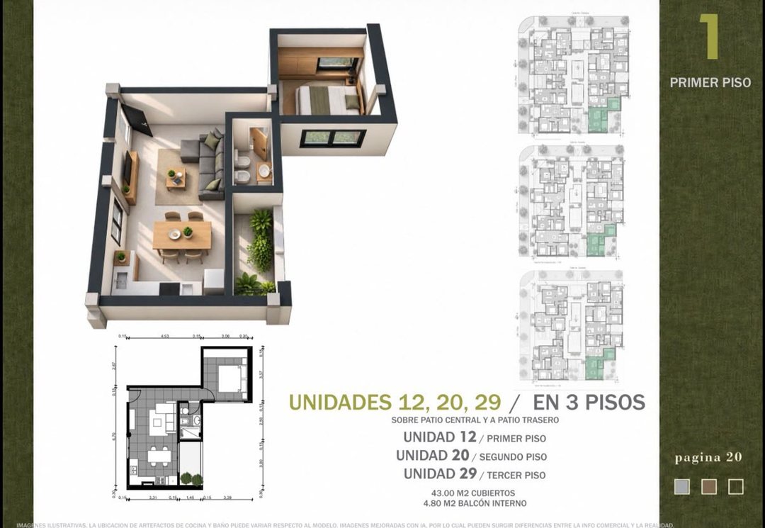 Preventa U12 departamento 1 dormitorio Esperanza