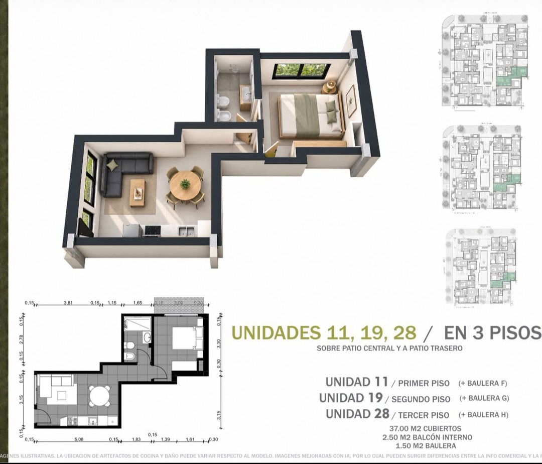 Preventa U11 departamento 1  dormitorio Esperanza