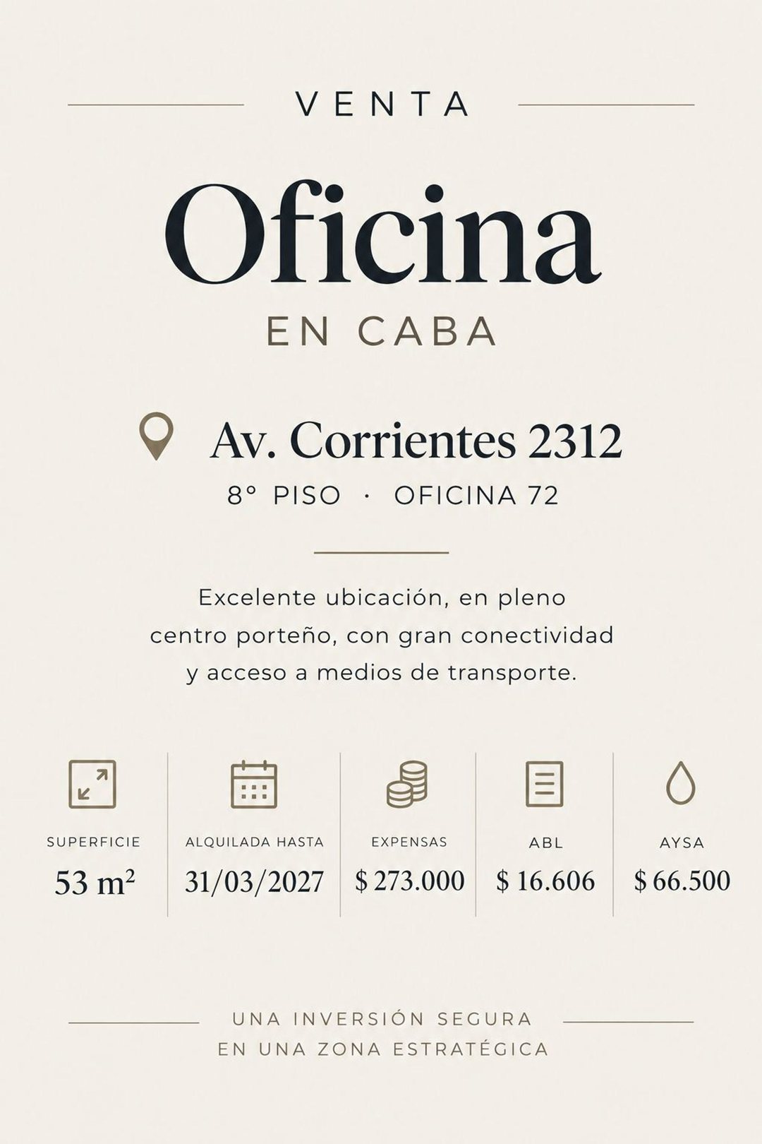 OFICINA EN VENTA 53M2 - BALVANERA