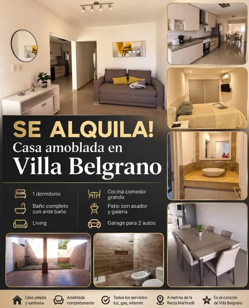 Alq.Casa B°Villa Belgrano 100% Amoblada