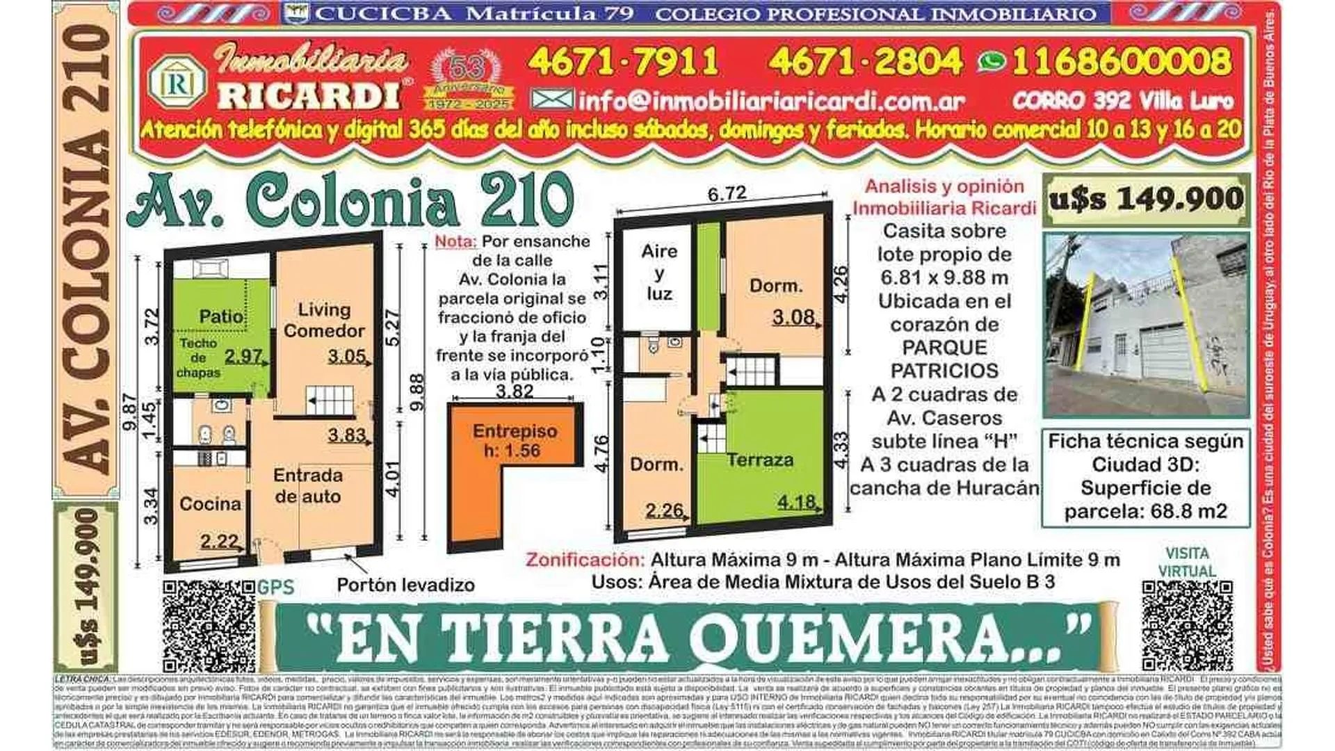 EN TIERRA QUEMERA Casita sobre lote propio 6.81x9.88