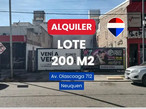 Alquiler lote 200 m2 av. olascoaga 712 neuquen