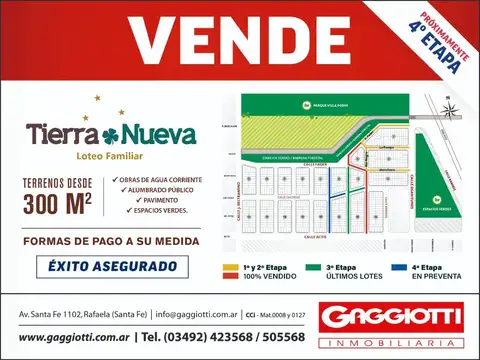 Terreno en Venta en Villa Podio, Rafaela