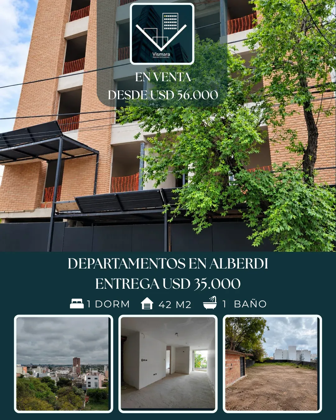 Departamentos en Venta. 1 Dormitorio. Con Patio y Balcón. Barrio Alberdi