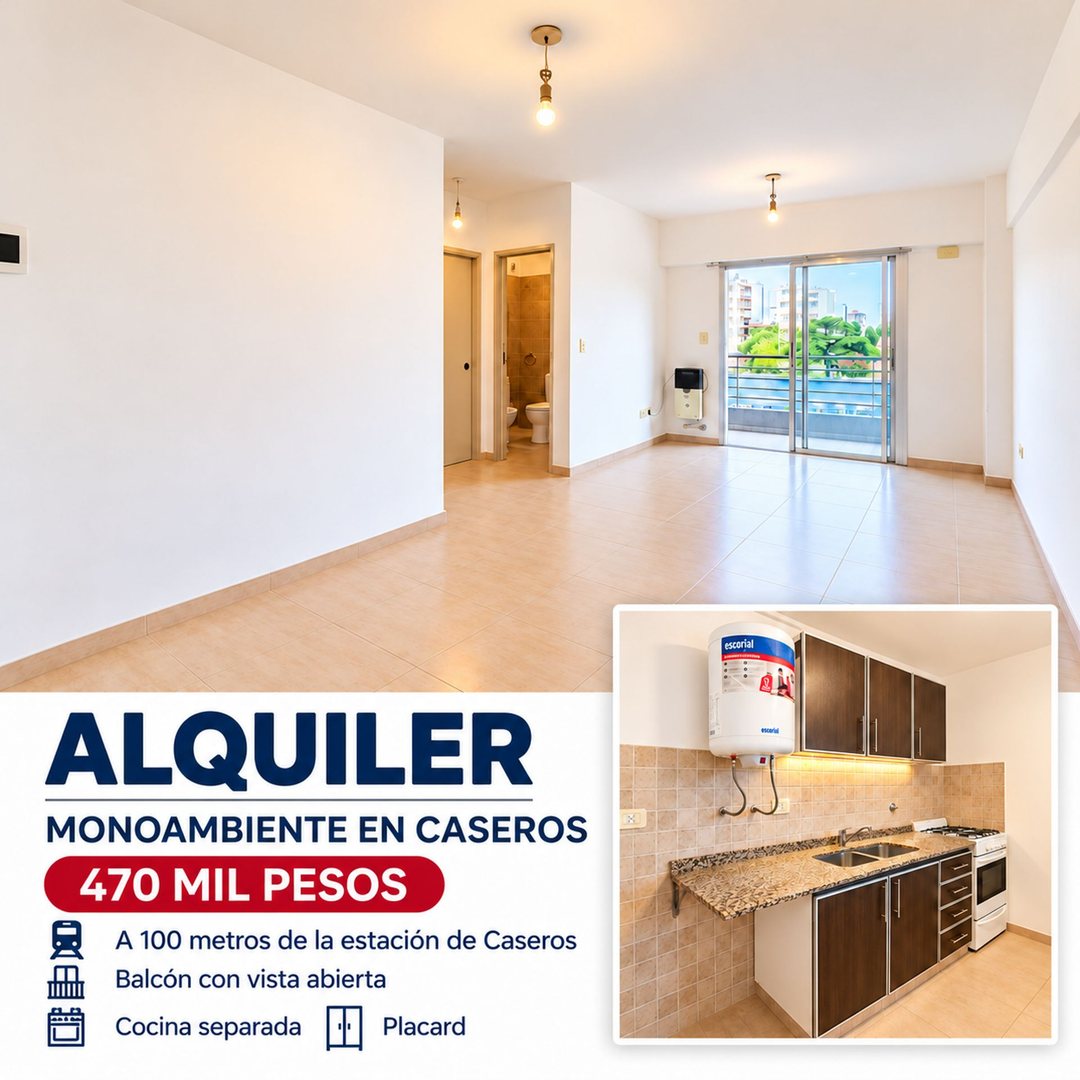 ALQUILER MONO CASEROS CENTRO BALCÓN VISTA ABIERTA!
