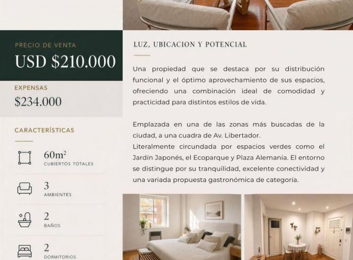 Departamento · 60m² · 3 Ambientes