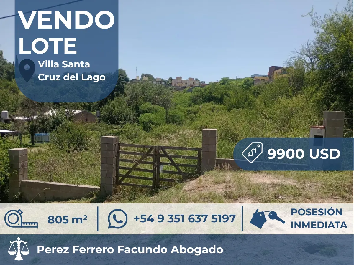 Dos lotes de terreno Villa Santa Cruz del Lago |805M2| Recibo vehículo automotor, financio y vendo