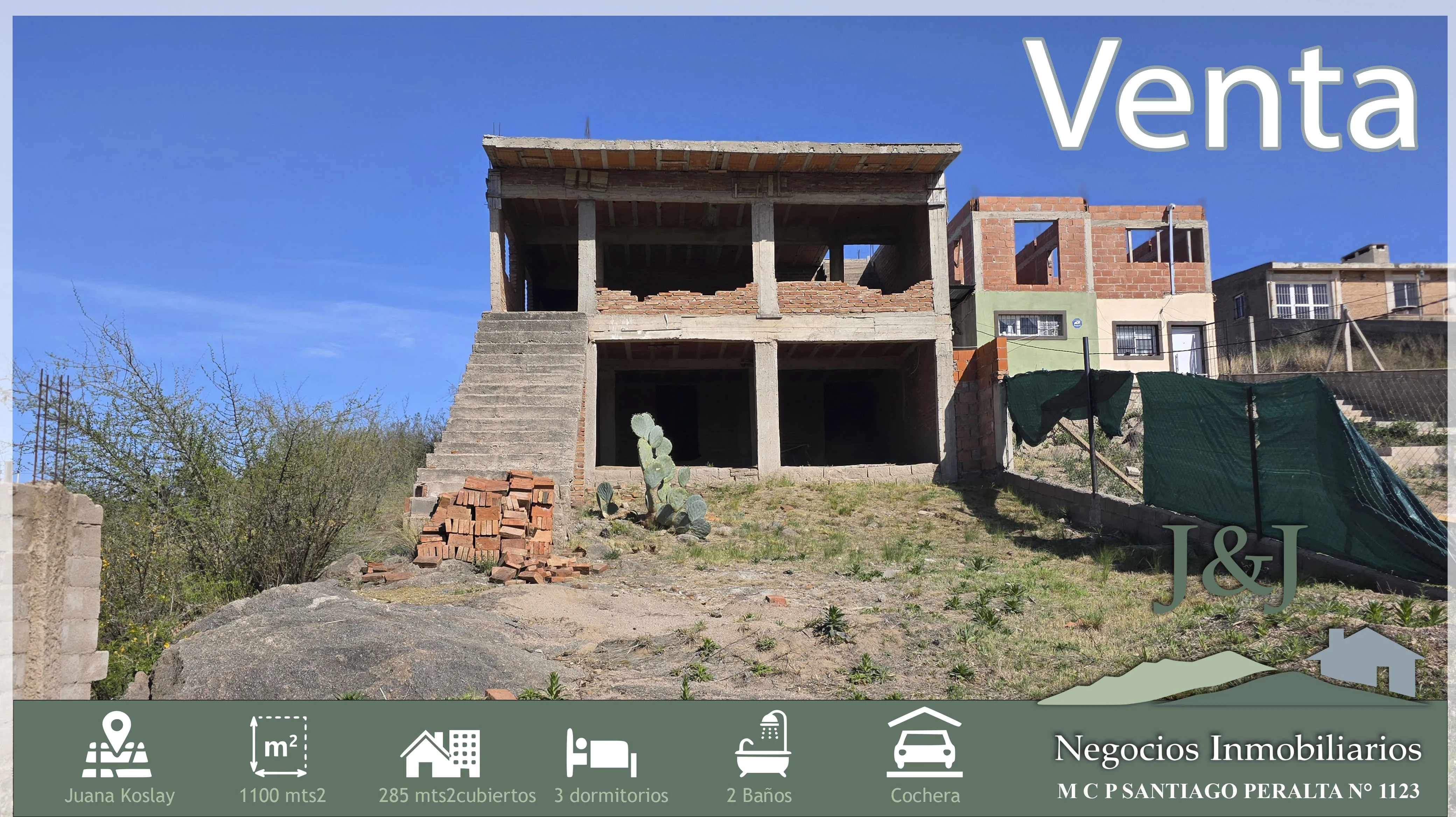 Vendo Terreno en Juana Koslay con propiedad a terminar
