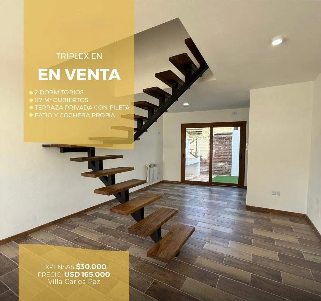 VENTA DEPARTAMENTO TRIPLEX EN BARRIO SANTA RITA VILLA CARLOS PAZ