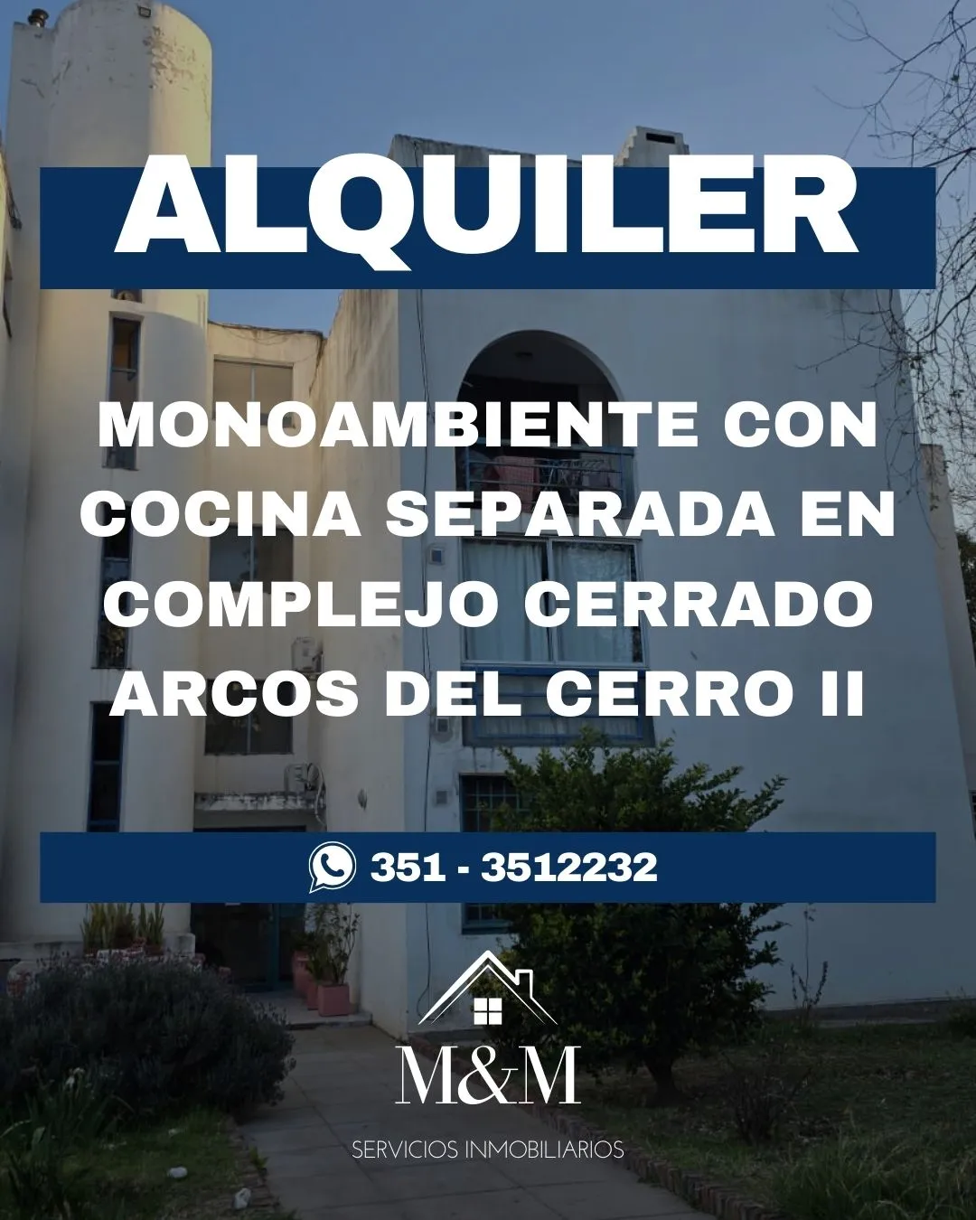 DPTO MONOAMBIENTE EN ALQUILER ARCOS DEL CERRO II