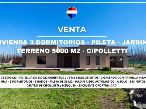 Casa 3 dormitorios - pileta - cipolletti
