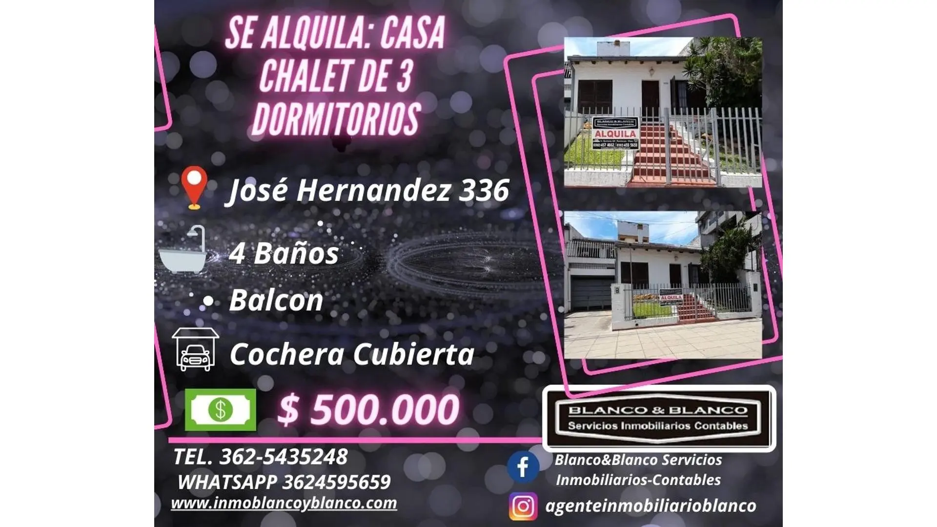 SE ALQUILA CASA CHALET DE 3 DORMITORIOS