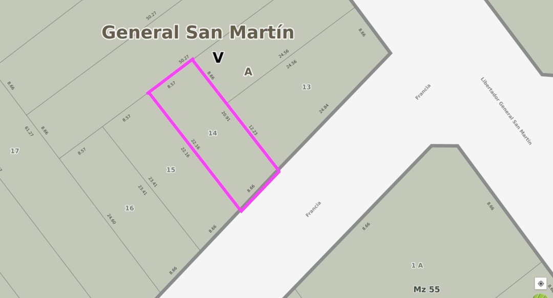 Venta Lote en san martin 8,66x22 a mts de avenida