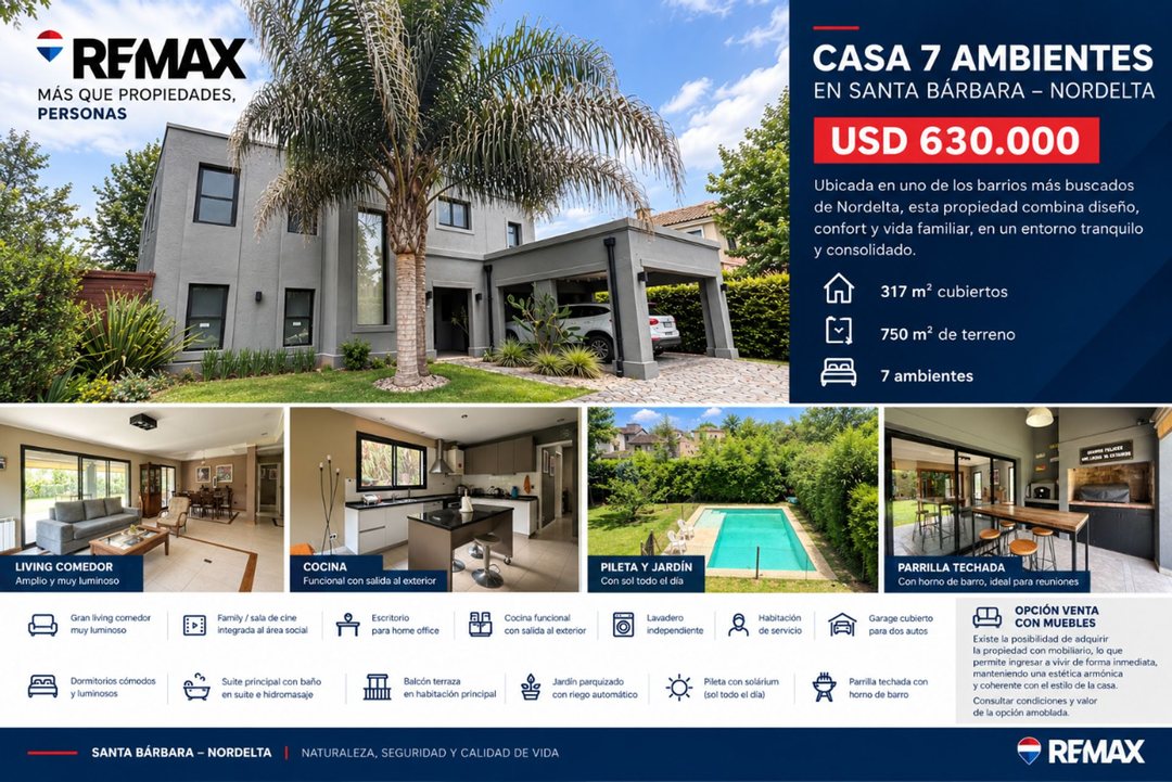 Casa VENTA en Santa Barbara nordelta 7 ambientes